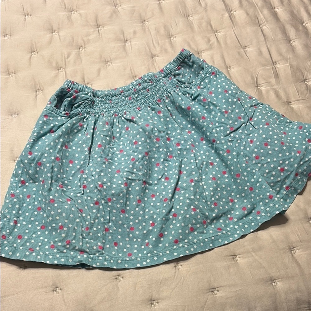 Mini Boden Blue and pink Skater Skirt Smocked Casual - girls 7-8 - polka dot